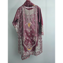 Maroon embroidered organza kurta set