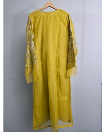 Lime Yellow Chikankari Lawn Embroidered 3 Piece Stitched Suit