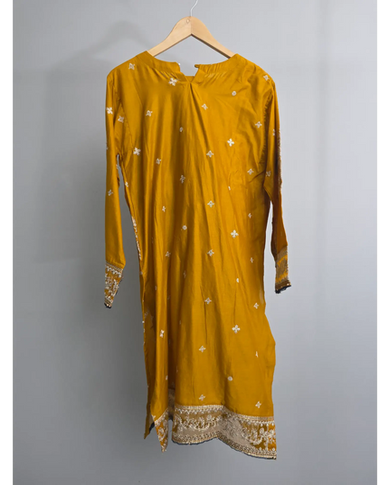 Eastern ready to wear mustard kurta trousers dupatta