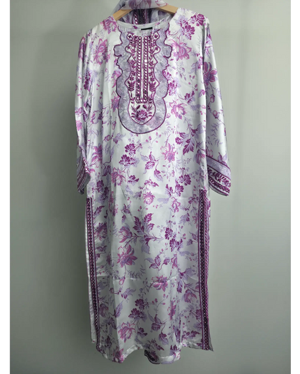 Premium silk stitched suit with chiffon dupatta