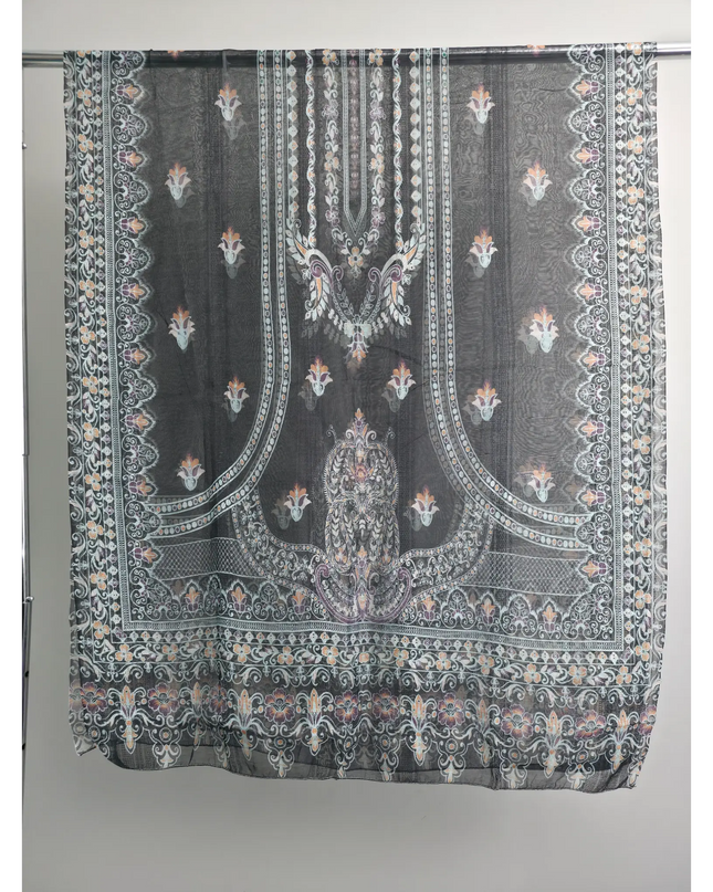 Aqua Slub Cotton Embroidered Kurta Set – 3 Piece