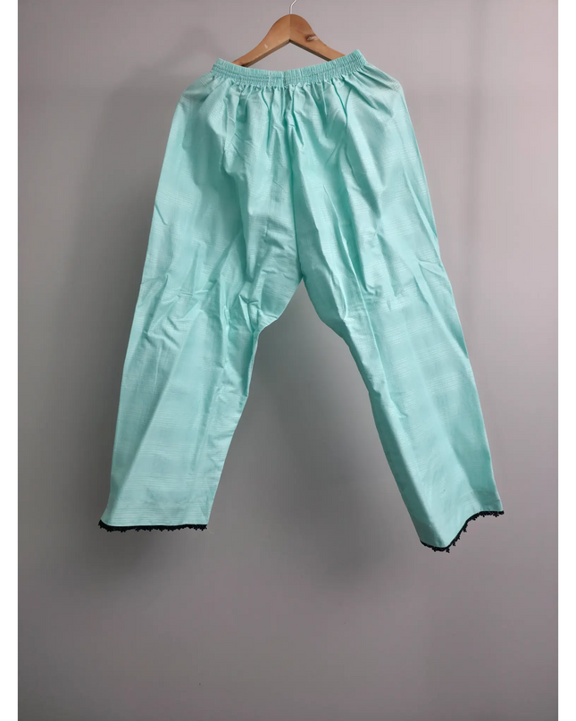 Aqua Slub Cotton Embroidered Kurta Set – 3 Piece