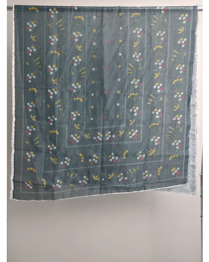 Green Cotton Lawn Embroidered Suit with Printed Diamond Dupatta