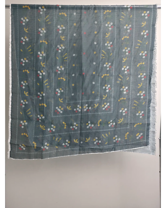 Green Cotton Lawn Embroidered Suit with Printed Diamond Dupatta