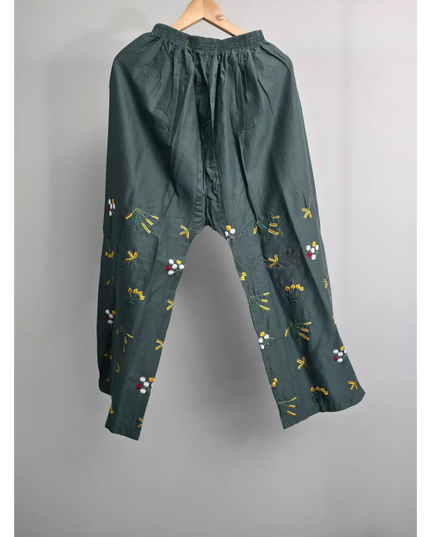 Green Cotton Lawn Embroidered Suit with Printed Diamond Dupatta