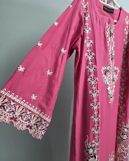 Pink 3-Piece Slub Cotton Suit 