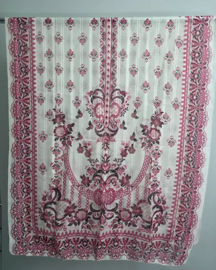 Pink 3-Piece Slub Cotton Suit with Embroidery and Printed Khaddi Net Dupatta