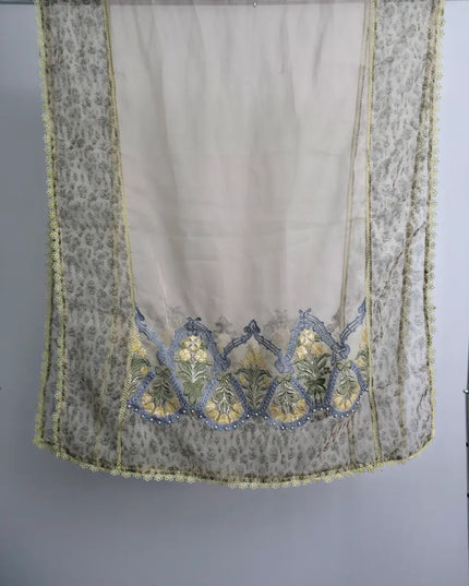 Organza stitched shirt with digital silk dupatta