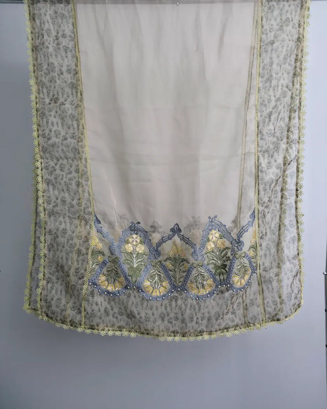 Organza stitched shirt with digital silk dupatta