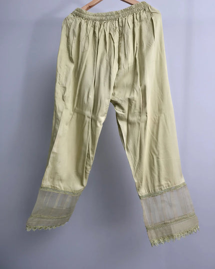 A-line organza suit with viscose trousers