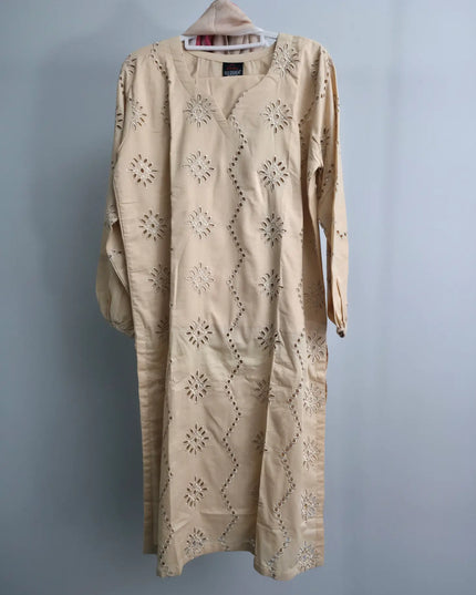 Skin chikankari lawn shirt with lawn trouser