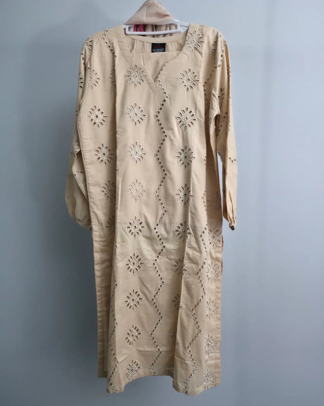Skin chikankari lawn shirt with lawn trouser