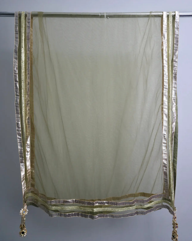 Olive green festive sharara outfit with net dupatta