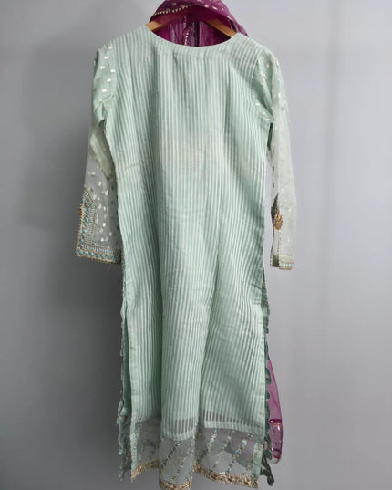 Aqua color embroidered eastern wear for women