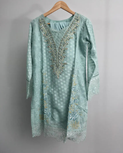 Aqua khaddi cotton net 3 piece luxury suit