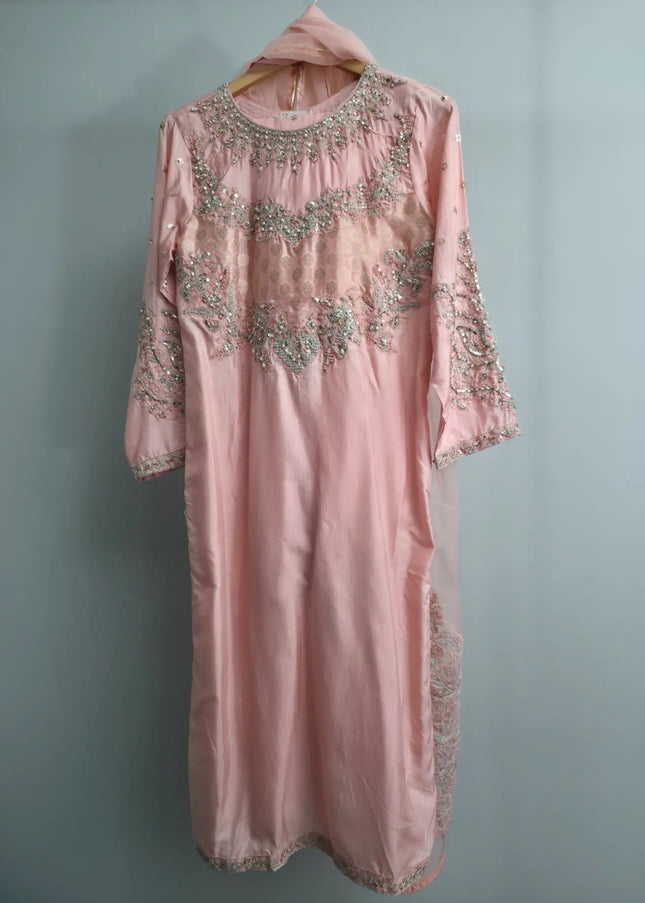 Elegant peach 3 piece eastern outfit