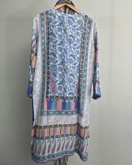 Embroidered and printed lawn shirt for women