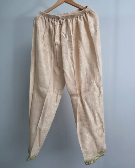 Embroidered net shirt with jamawar trouser