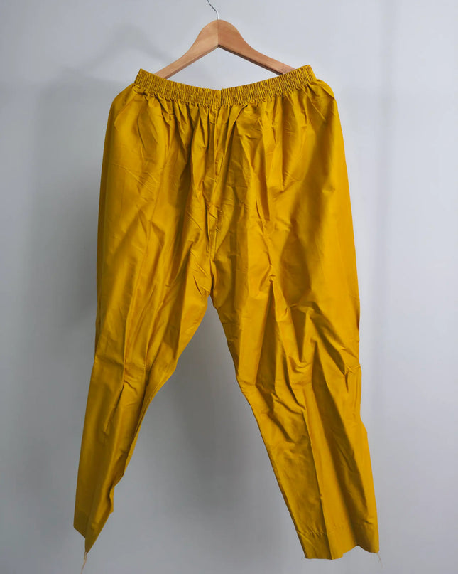 Embroidered slub cotton shirt front mustard suit