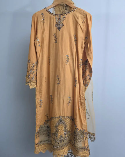 Pakistani yellow cotton party wear outfit
