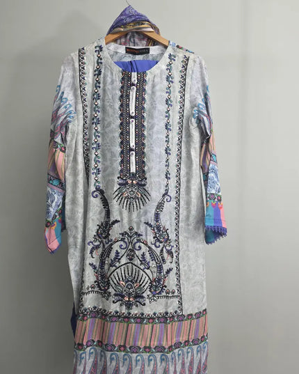 Ready to wear blue lawn 3 piece suit